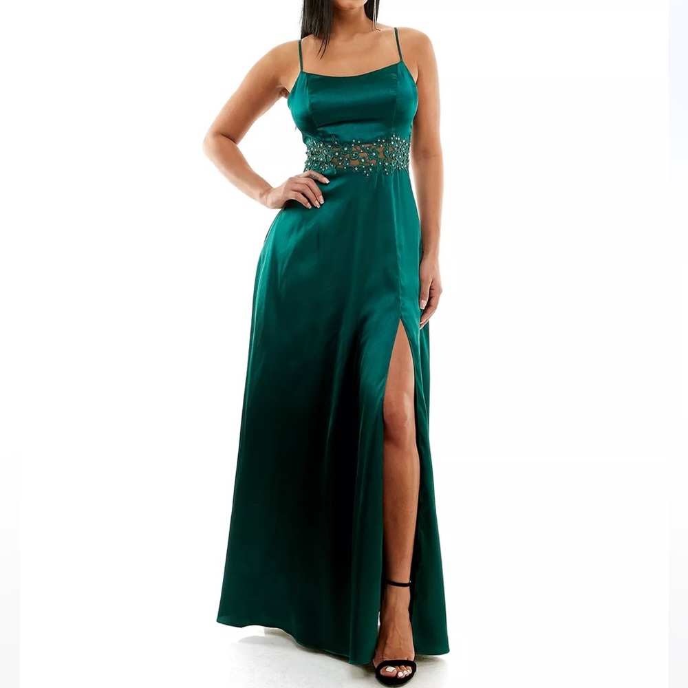 A navy blue prom dress (same style as above but blue)